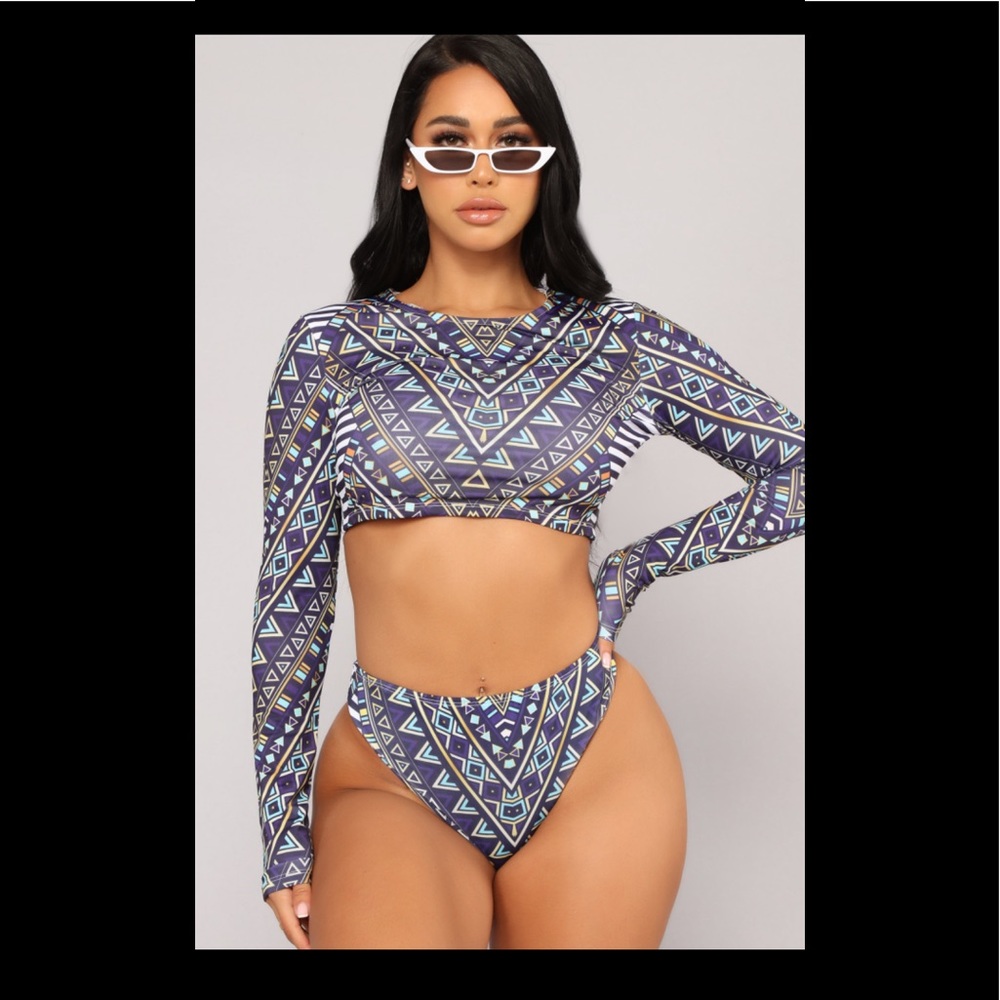 3/$30 Fashion Nova Aztec Swim set Long sleeve